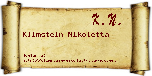Klimstein Nikoletta névjegykártya